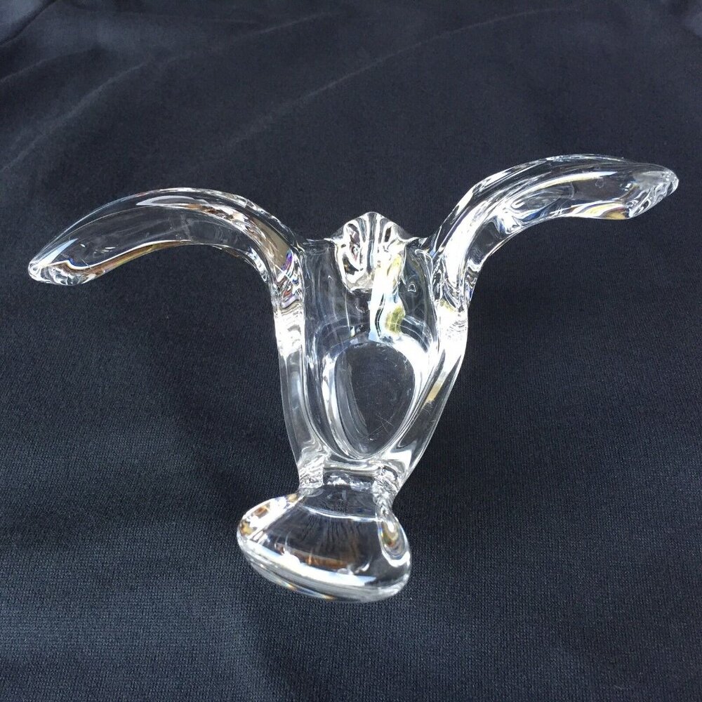 Art Glass Clear Crystal Bird Dove Seagull Candy Bowl Trinket Dish Ocean Beach